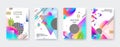 Set of abstract background. Cover design with multicolored gradient, geometric, linear, stipple and fluid shapes